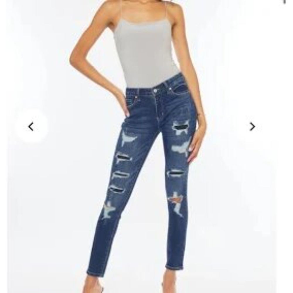 KanCan Women's Tobie Mid Rise Super Skinny Jeans Denim Distressed Stretch 5/26